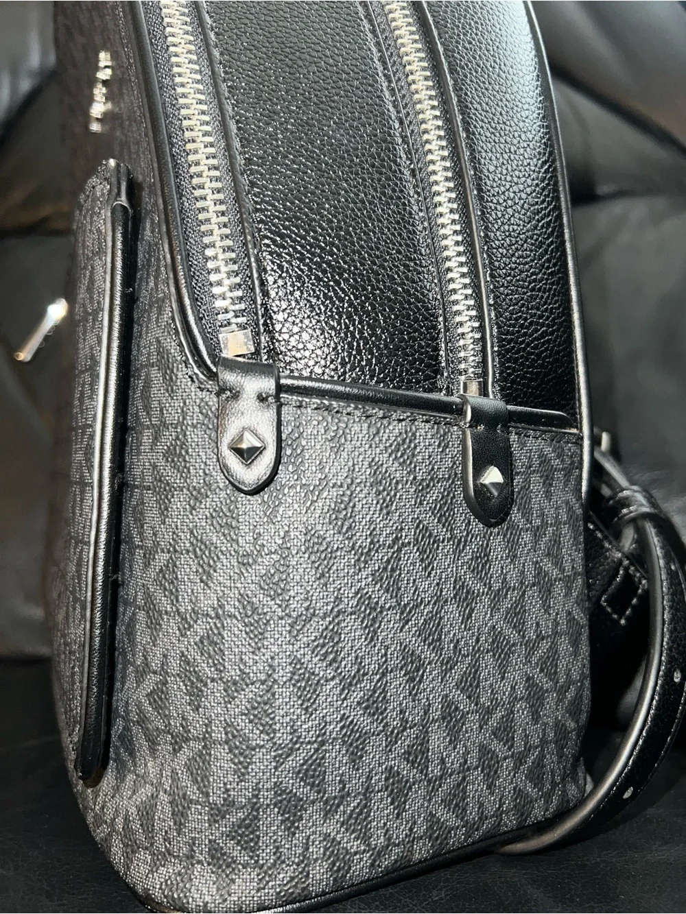 Michael Kors Black & Gray Signature Backpack